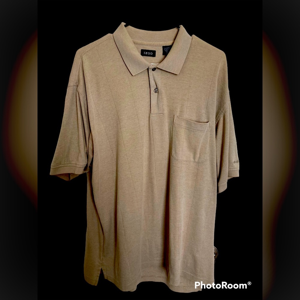 Izod Short Sleeve Knit Polo - Tan -Size XXL